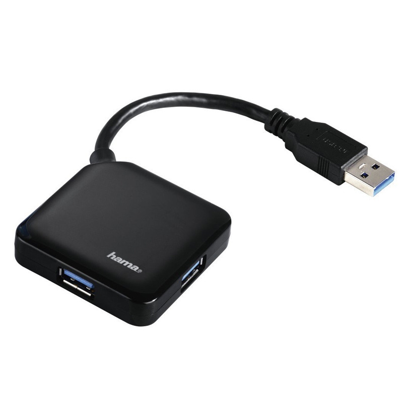 Hama USB-3.0-Hub 1:4, bus-powered, Schwarz
