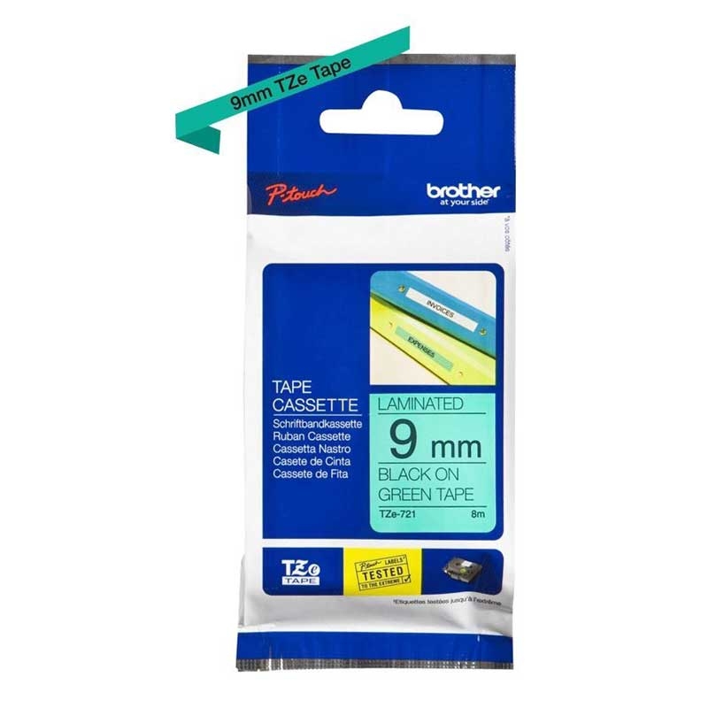 Brother TZE721 P-Touch schwarz auf grün 9mm