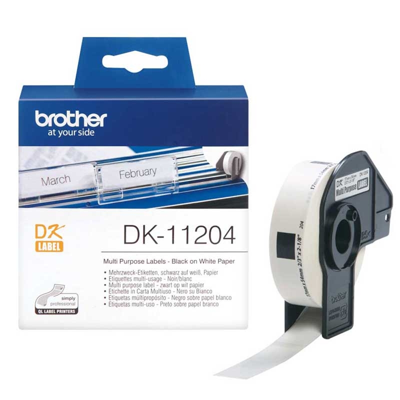 Brother DK11204 Einzeletiketten 17 x 54 mm, 400 Stück weiß