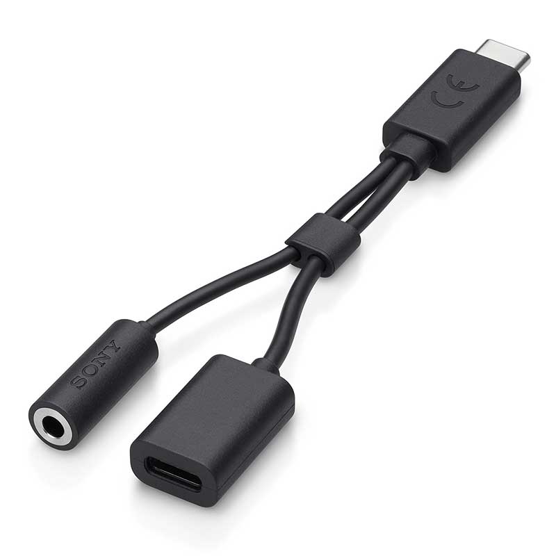 Sony EC270 2 in 1 Audio und Lade-Adapter/USB C und Klinke 3,5 mm Schwarz