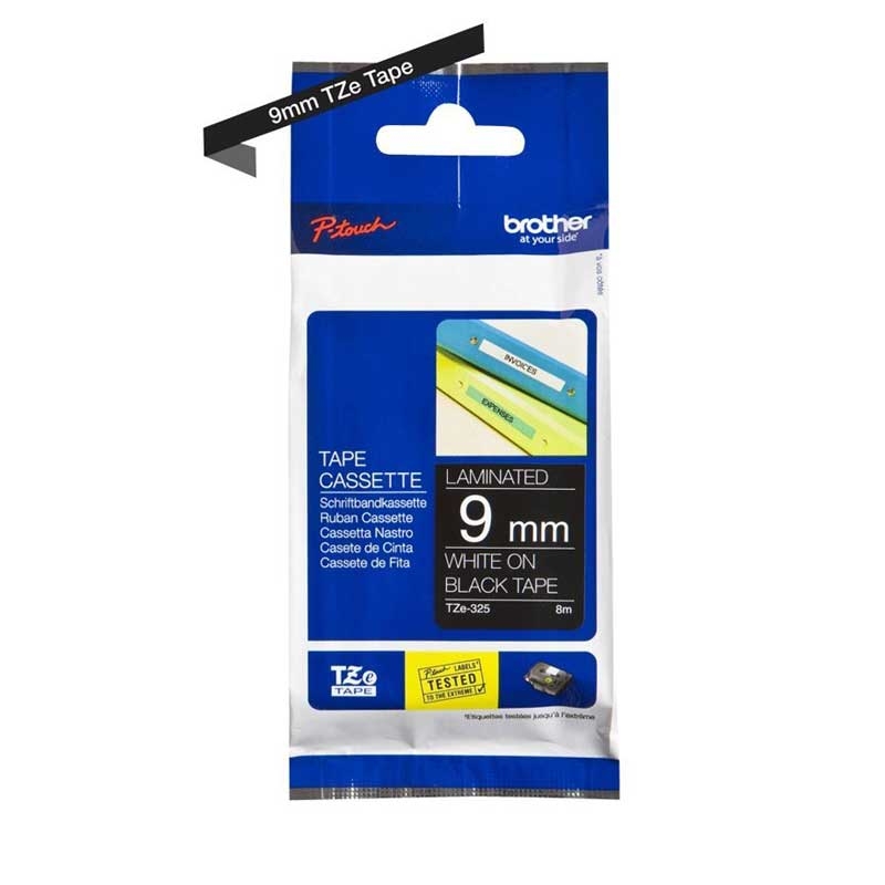 Brother TZE-325 P-Touch weiss auf schwarz 9mm