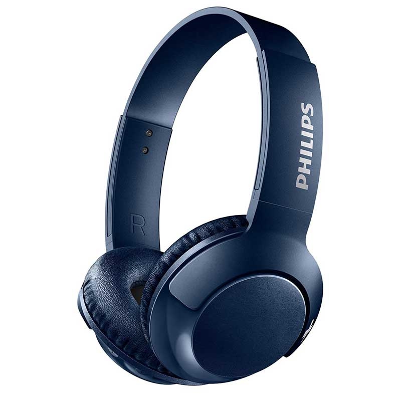 Philips SHB3075BL/00 BASS+ On-Ear Bluetooth-Kopfhörer mit Mikrofon blau