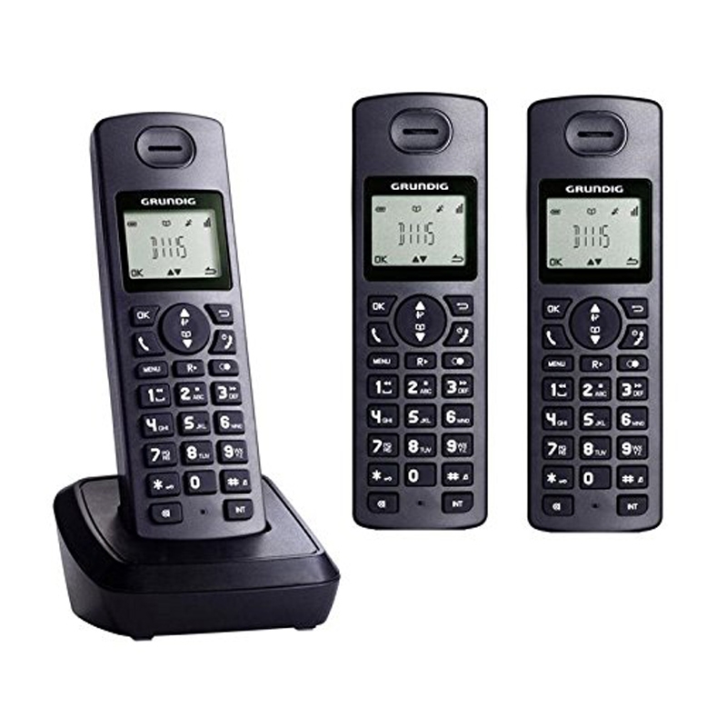 Grundig D1115 Trio Schnurloses Telefon mit 3x Mobilteil und Anrufbeantworter