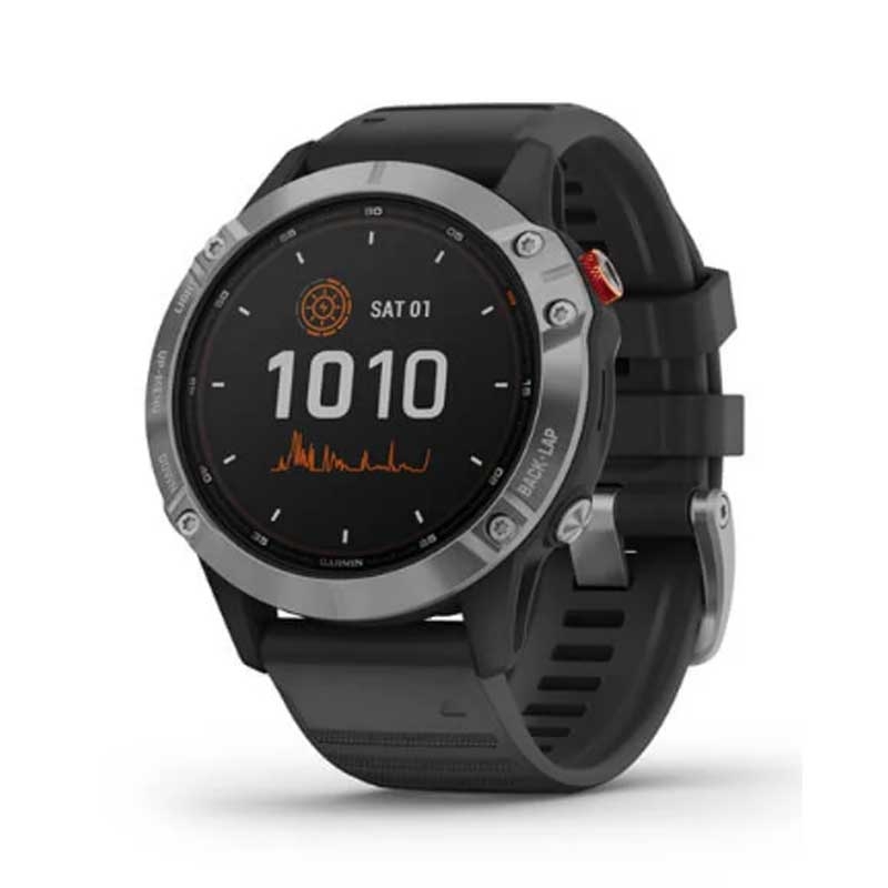 Garmin fenix 6 Solar silber mit schwarzem Armband 47mm