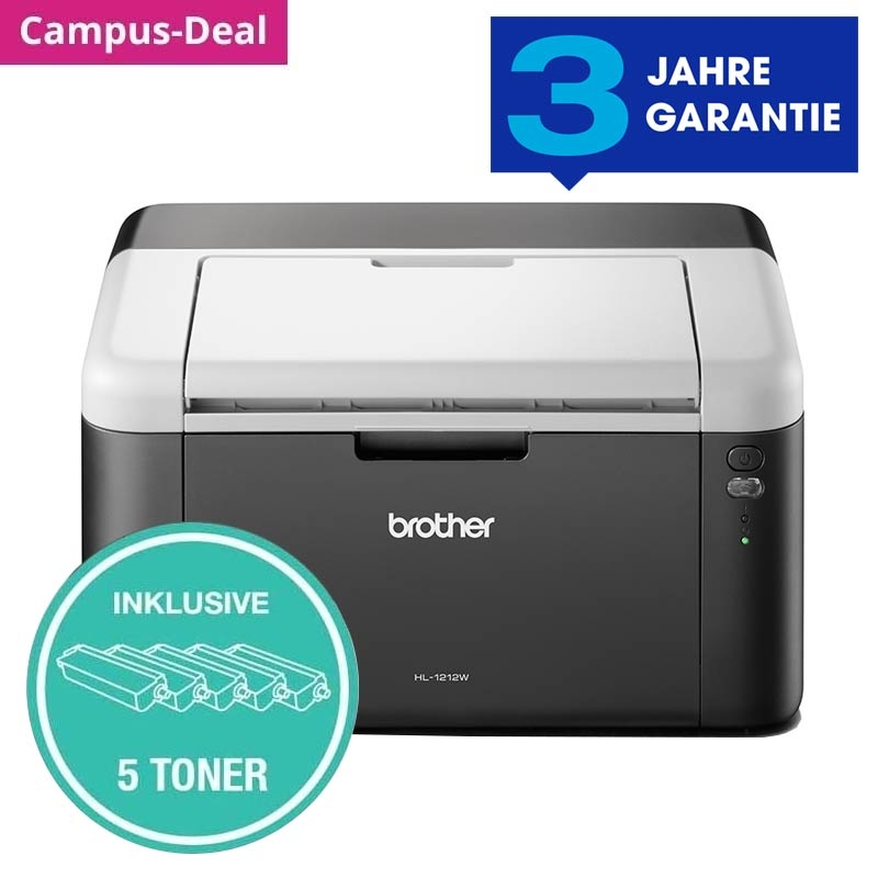 Brother HL-1212WVB Laserdrucker Bundle inkl 5 Toner