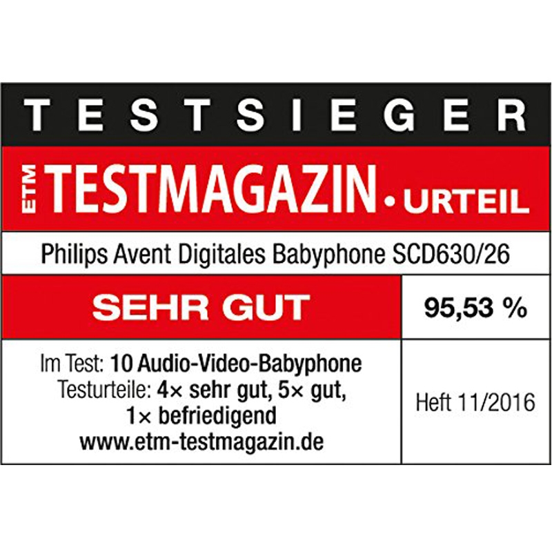 Philips Avent SCD630/26 Video-Babyphone mit 3,5 Zoll Farbdisplay