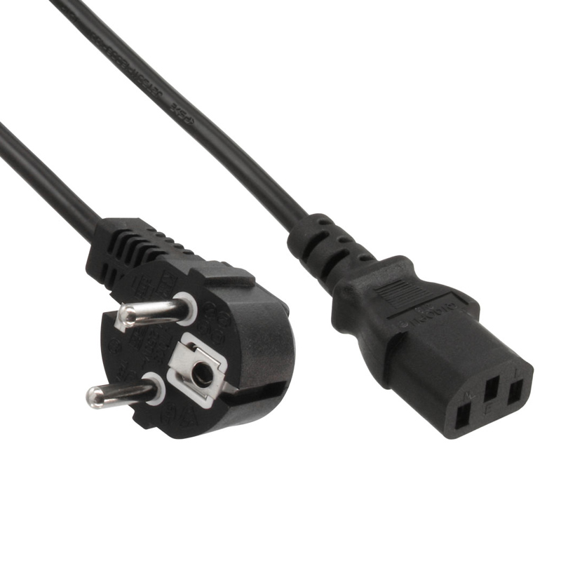 Inline Netzkabel Schukostecker auf Kaltgeraetestecke