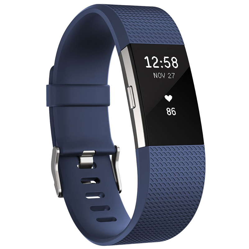 Fitbit Charge 2 Fitnessarmband Large Blau-Silber
