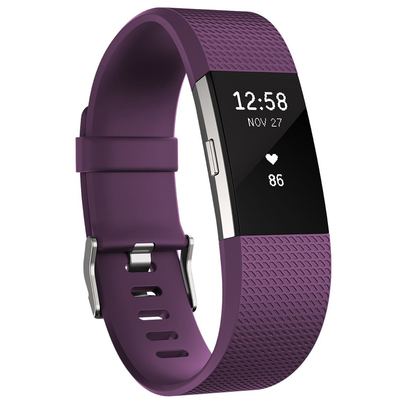 Fitbit Charge 2 Fitnessarmband Large Pflaume-Silber 2. Wahl Qualitätsprodukt
