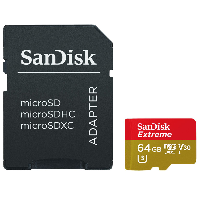 SanDisk Extreme 64 GB microSDXC Speicherkarte + SD-Adapter