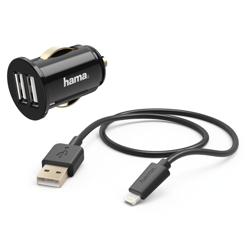 Hama Kfz-Ladeset "Dualpicco", Lightning, 2 A, Ladegerät/Ladekabel