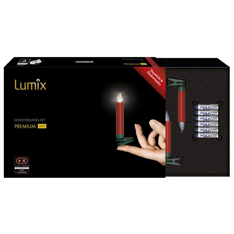 Krinner Lumix Premium mini 6er Erweiterungs-Set kabellose Christbaumkerzen rot (2.Wahl)