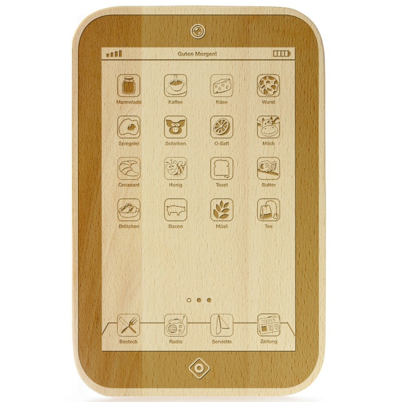 Crazy Kitchen Holz Schneidebrett FrühstücksPad mit Gravur