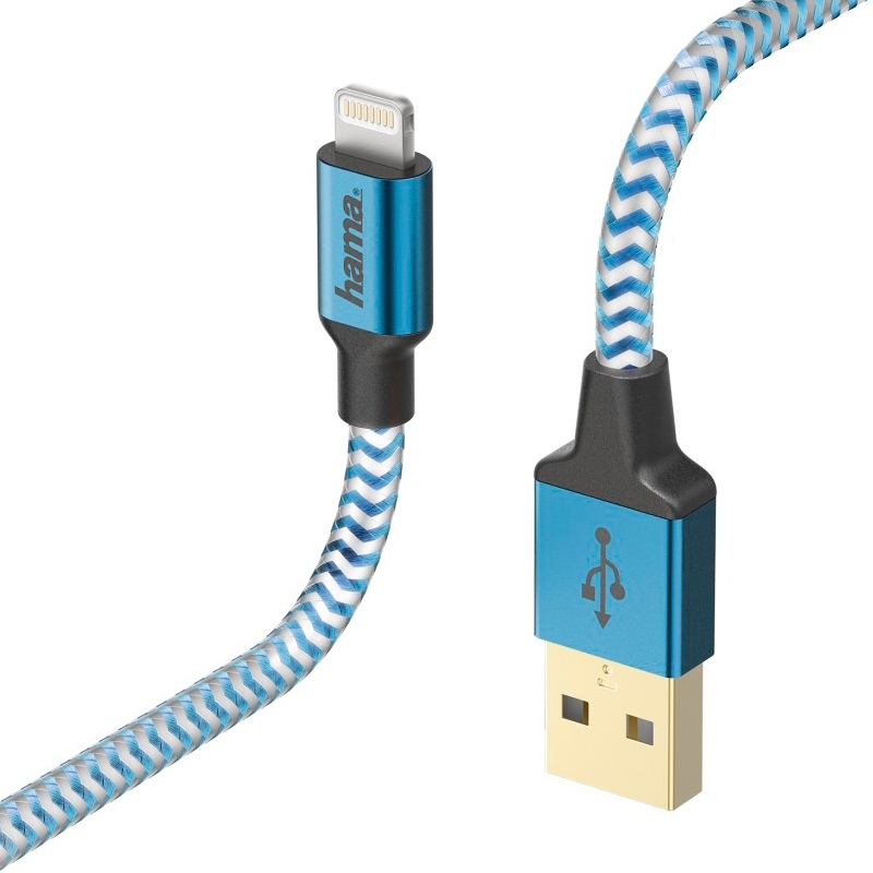 Hama Lade-/Datenkabel Reflective Lightning 1,5m Blau