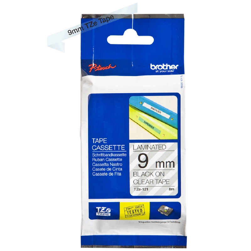 Brother P-Touch TZE-121 schwarz auf clear 9mm
