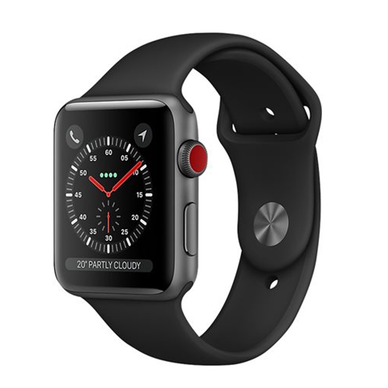 Apple Watch Series 3 GPS + LTE 42mm Space Grau Alu Sport Band Schwarz