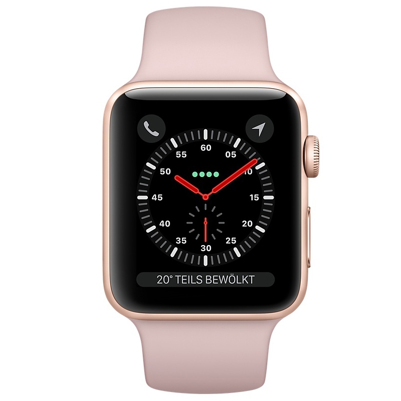 Apple Watch Series 3 GPS + LTE 42mm Gold Alu Sportband Sandrosa