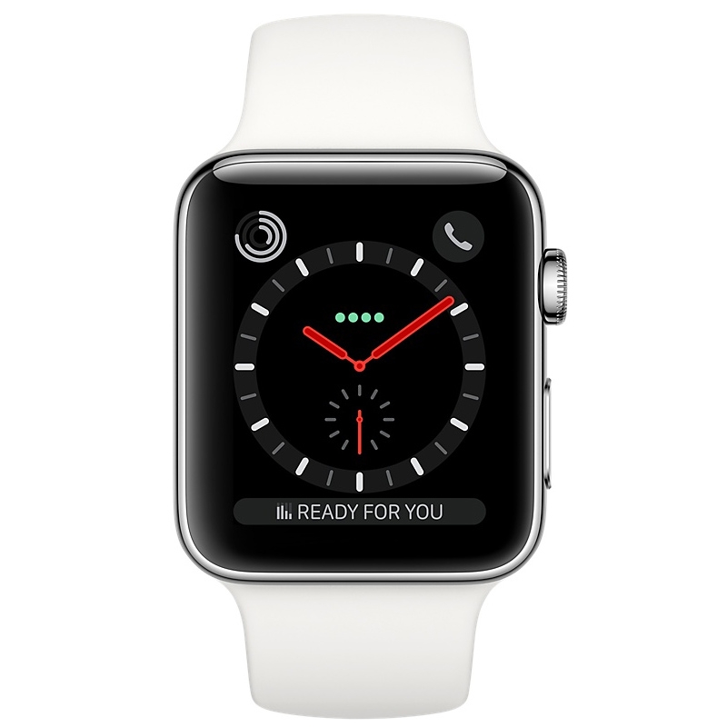 Apple Watch Series 3 GPS + LTE 42mm Edelstahl Sportband Soft Weiss