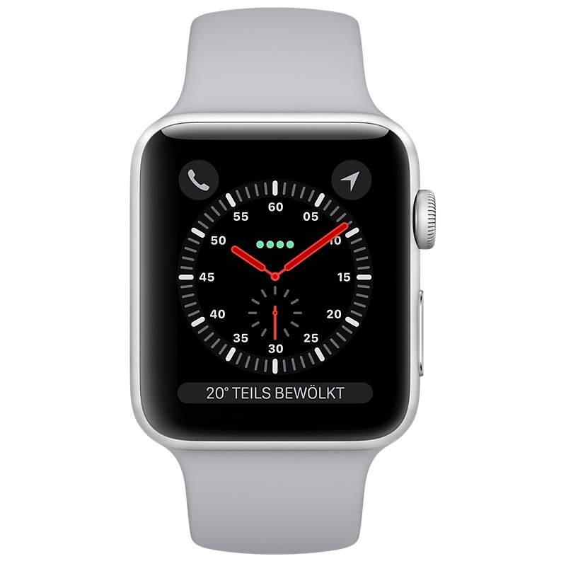 Apple Watch Series 3 38 mm Aluminiumgehäuse silber Sportarmband nebel