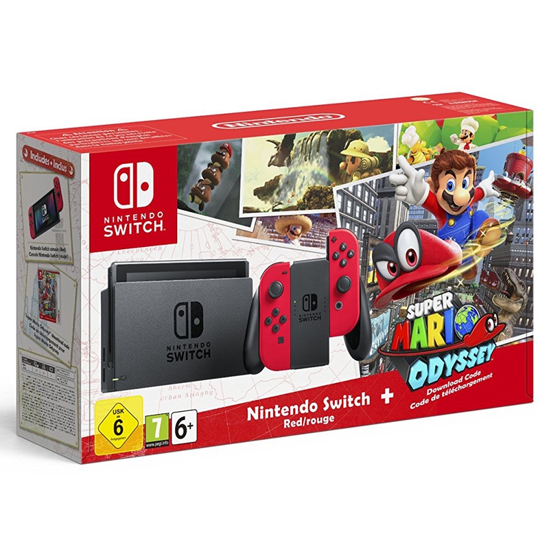 Nintendo Switch Konsole Rot + Mario Odyssey