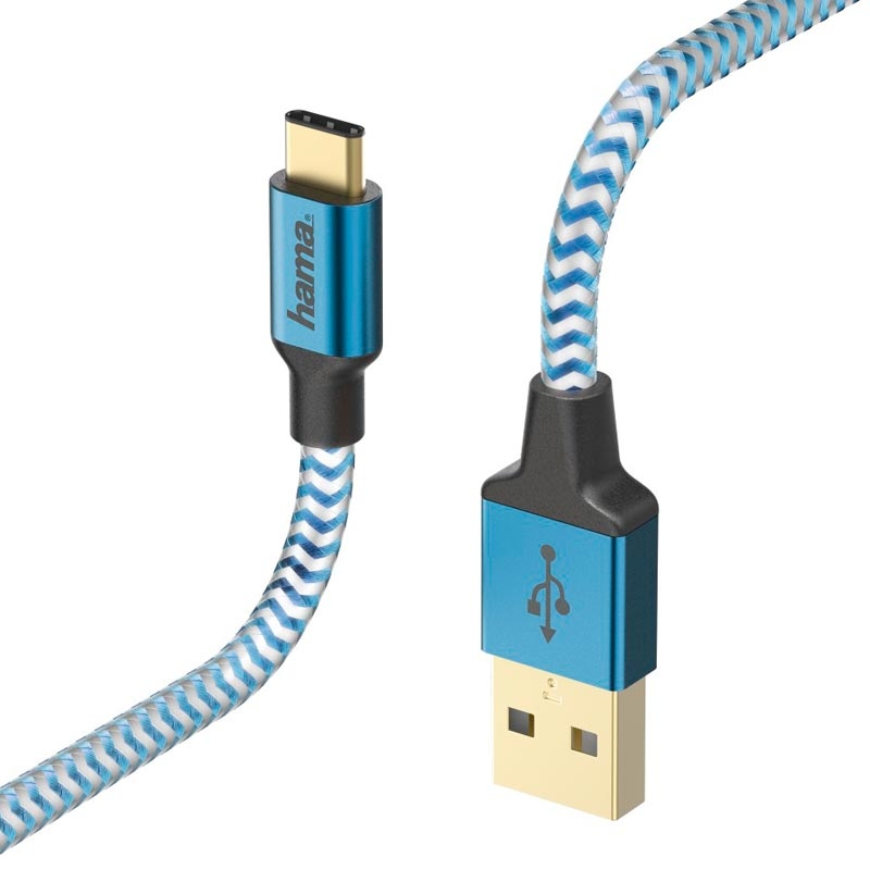 Hama Lade-/Datenkabel "Reflective", USB Type-C - USB-A, 1,5 m, Blau
