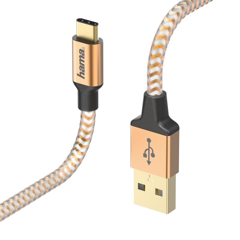 Hama Lade-/Datenkabel "Reflective", USB Type-C - USB-A, 1,5 m, Orange
