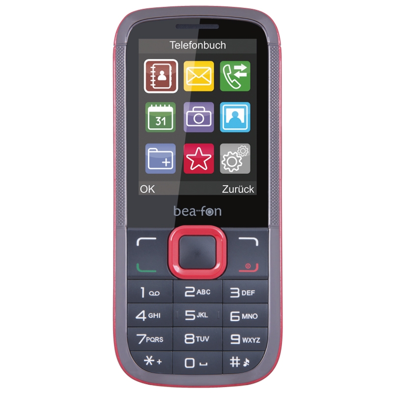 Beafon Classic Line C140 Handy Dual-SIM schwarz rot