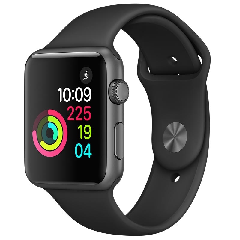 Apple Watch Series 1, 38 mm, Aluminium spacegrau, Sportarmband schwarz