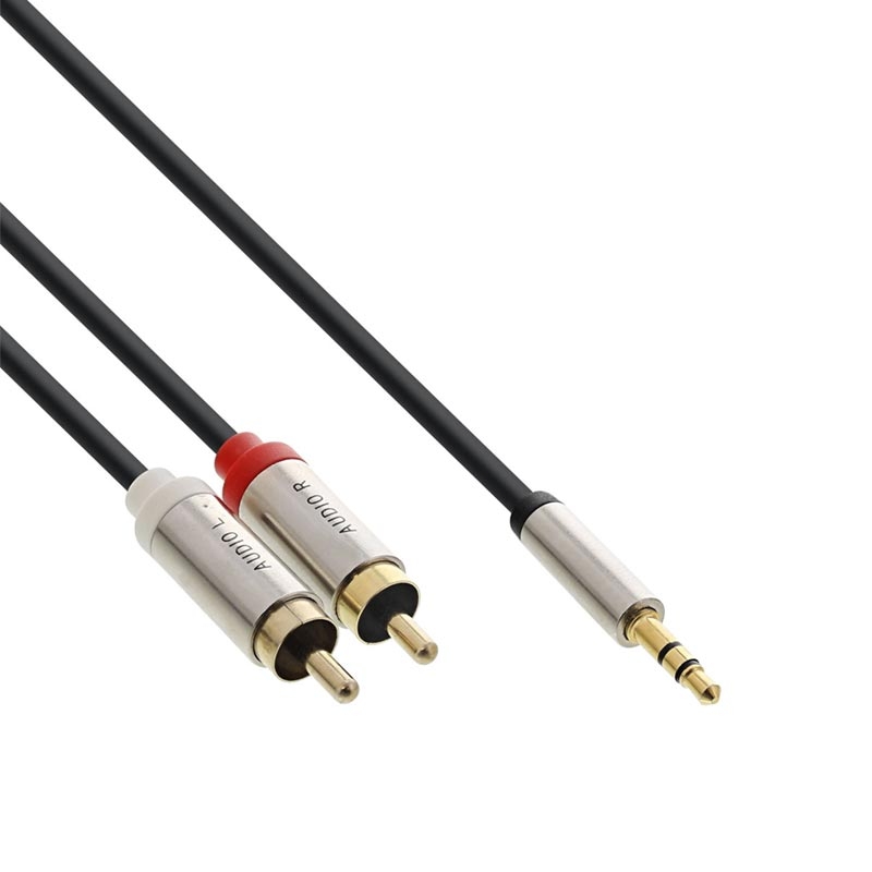INLINE Slim Audio Cinch Klinke Kabel 3.5mm Stecker an 2x Cinch Stecker 2m