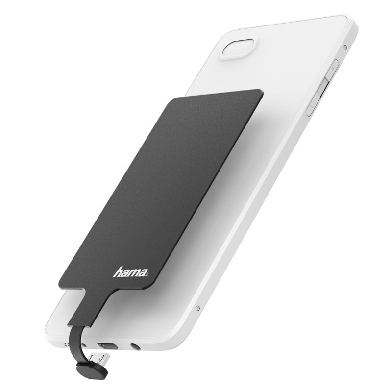 Hama Kabelloser Empfänger für Smartphones, Micro USB, 800mA, Schwarz