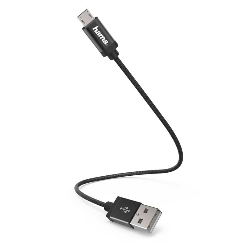 Hama Lade-/Datenkabel, Micro-USB, 0,2 m, Schwarz