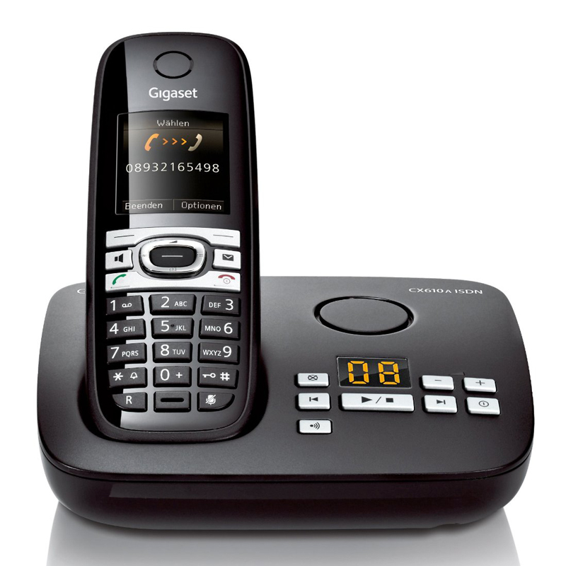 Gigaset CX610A ISDN Pianoschwarz ISDN-Schnurlostelefon