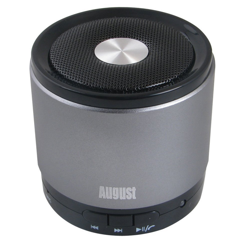 August MS425S tragbarer Bluetooth Lautsprecher mit Mikrofon silber
