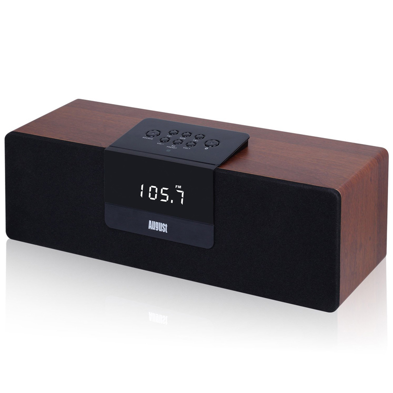 August SE50 30W Bluetooth Lautsprecher mit UKW Radio braun