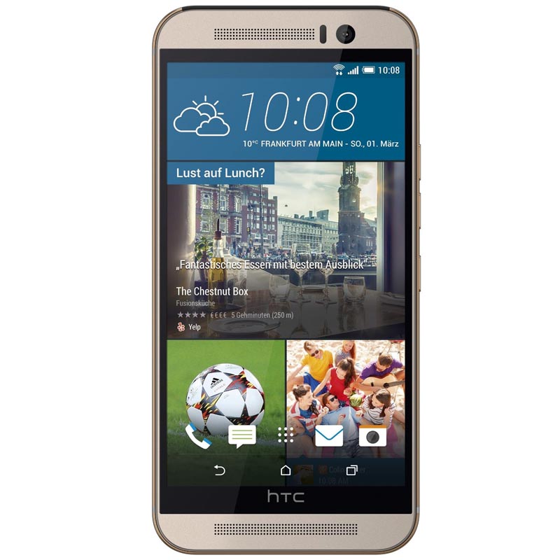HTC One M9 Handy gold on silver vorne