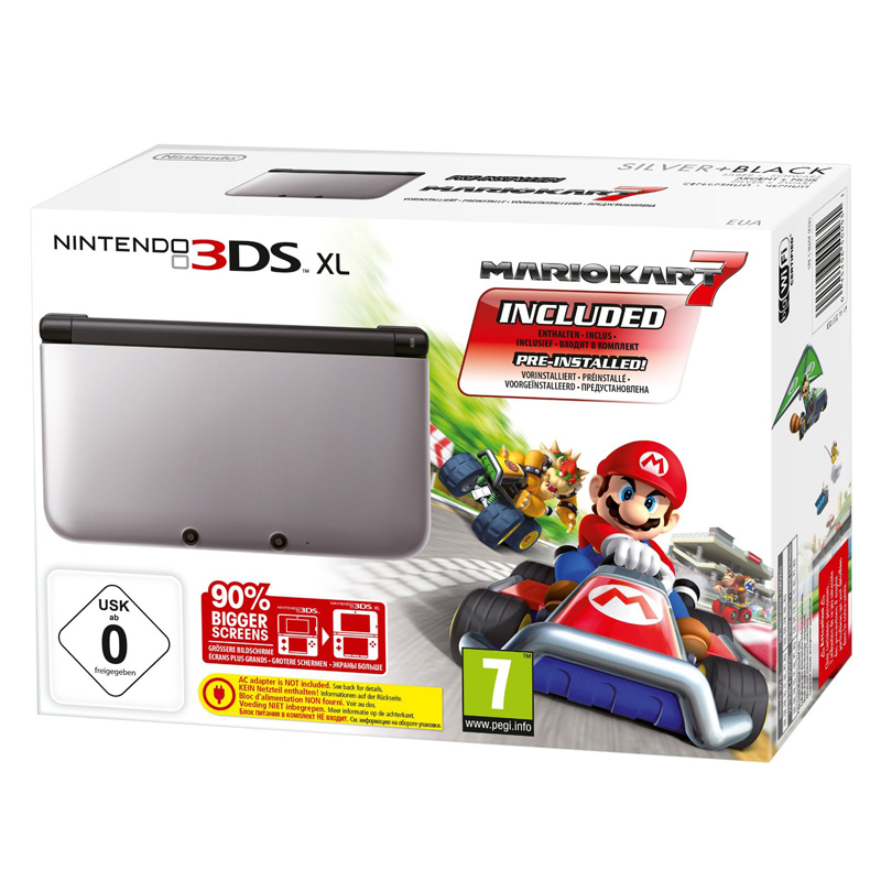Nintendo 3DS XL Mario Kart 7 silber-schwarz