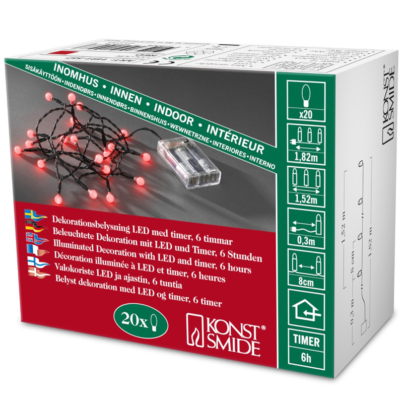 Konstsmide LED Globelichterkette rot