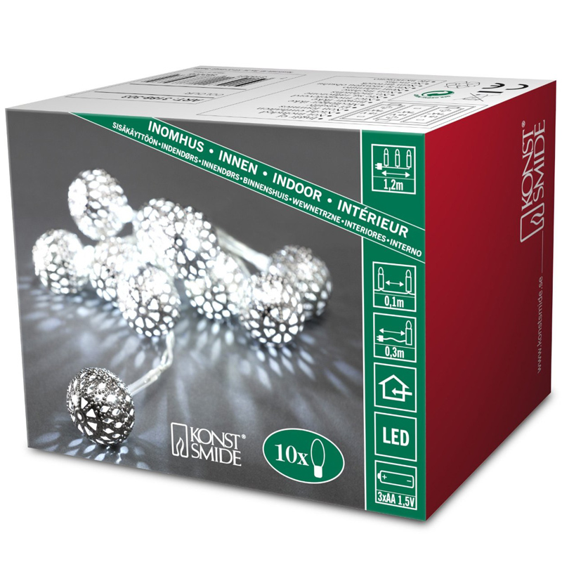 Konstsmide LED Dekolicherkette Metallbälle