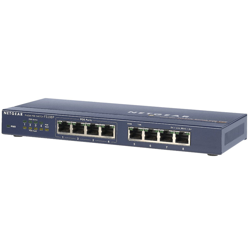 NETGEAR FS108PEU Switch 8x10/100 + 4Port PoE external Netzteil