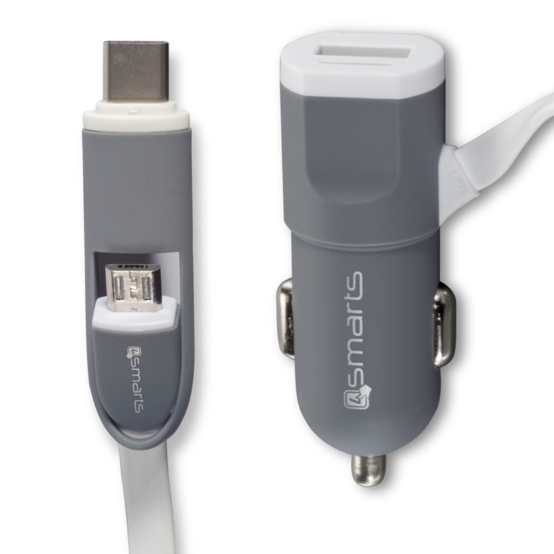 4smarts Micro-USB / USB Type-C KFZ-Ladegerät