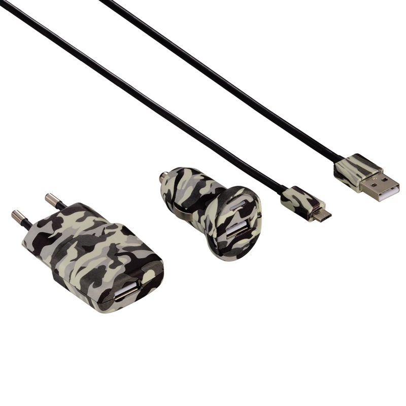 Hama Ladeset Micro-USB Camouflage-Weiß