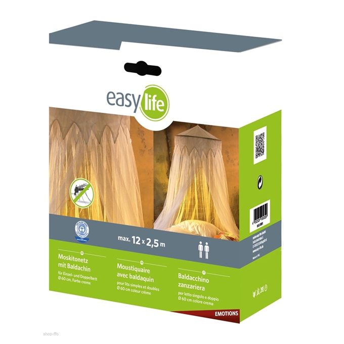 easy life Moskitonetz Country 12,5x2,5m Betthimmel Baldachin Mückennetz Fliegengitter 12,5 m Umfang