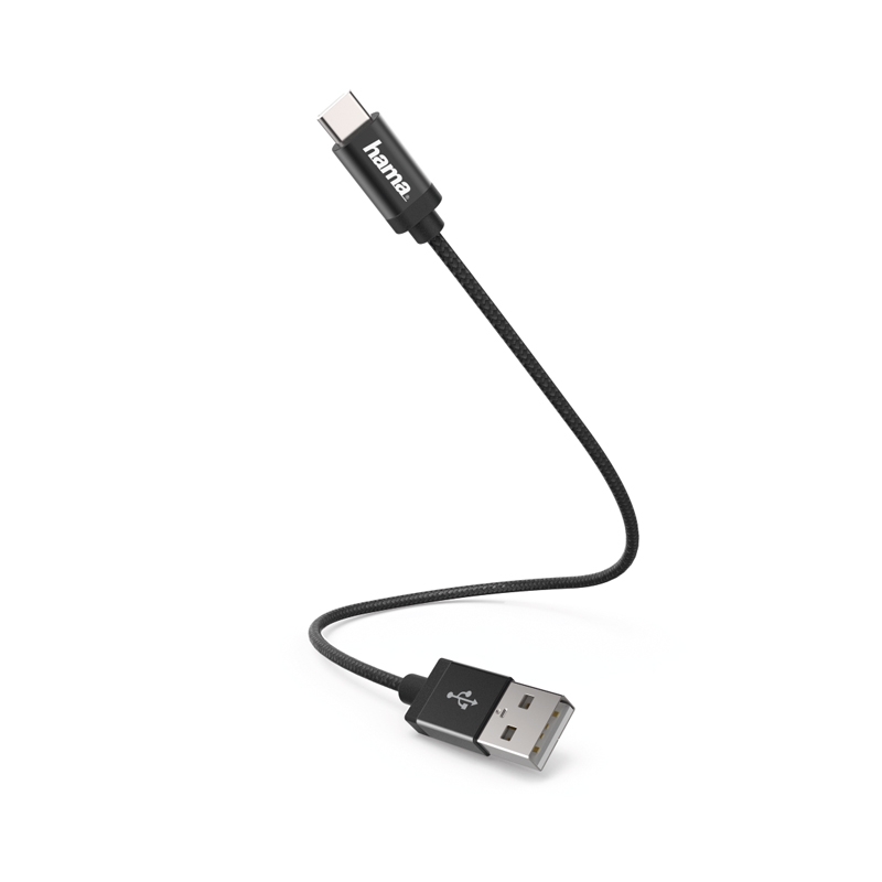 Hama Lade-/Datenkabel, USB Type-C, 0,2 m, Schwarz