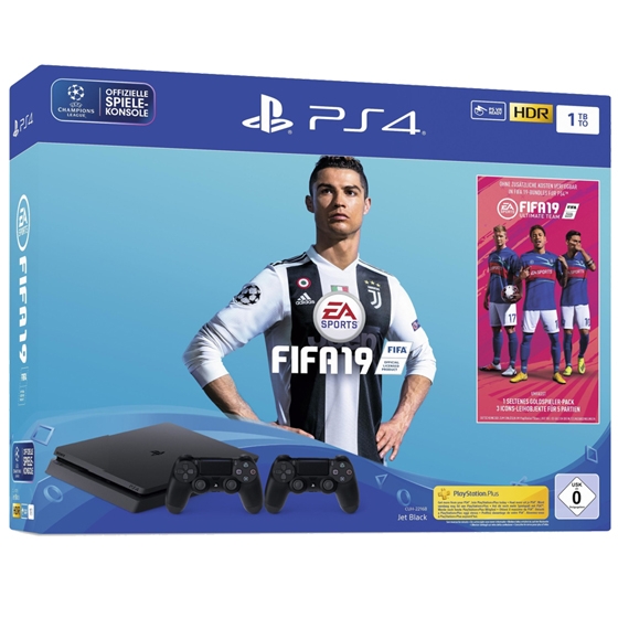 Sony PlayStation 4 (PS4) Slim 1TB + FIFA 19 + 2 Controller