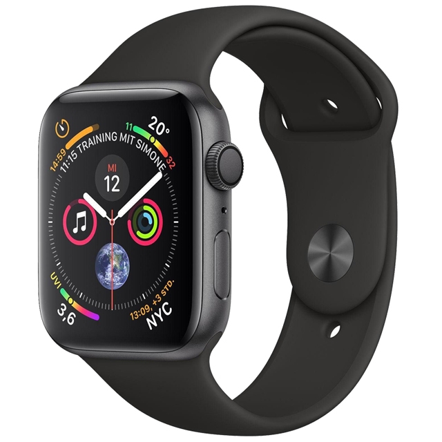 Apple Watch Series 4 GPS 44mm Spacegrau Sportarmband schwarz