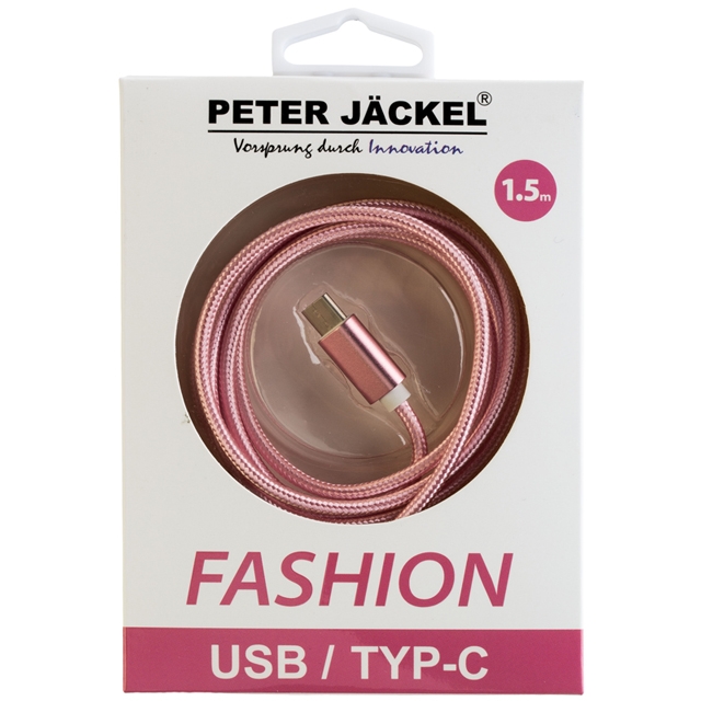 Peter Jäckel FASHION 1,5m USB Data Cable Rose Typ-C USB mit Sync- und Ladefunktion