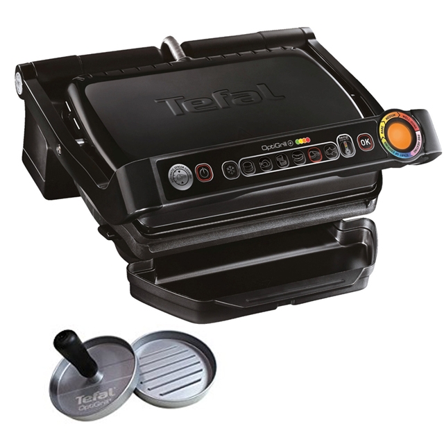 Tefal GC 7128 Optigrill+ 6 Grillprogramme inkl. Burgerpresse und Rezeptbuch