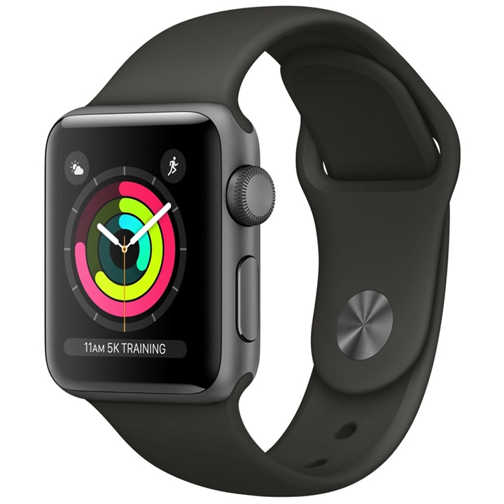 Apple Watch Series 3 GPS 42 mm Aluminiumgehäuse space grau Sportarmband schwarz