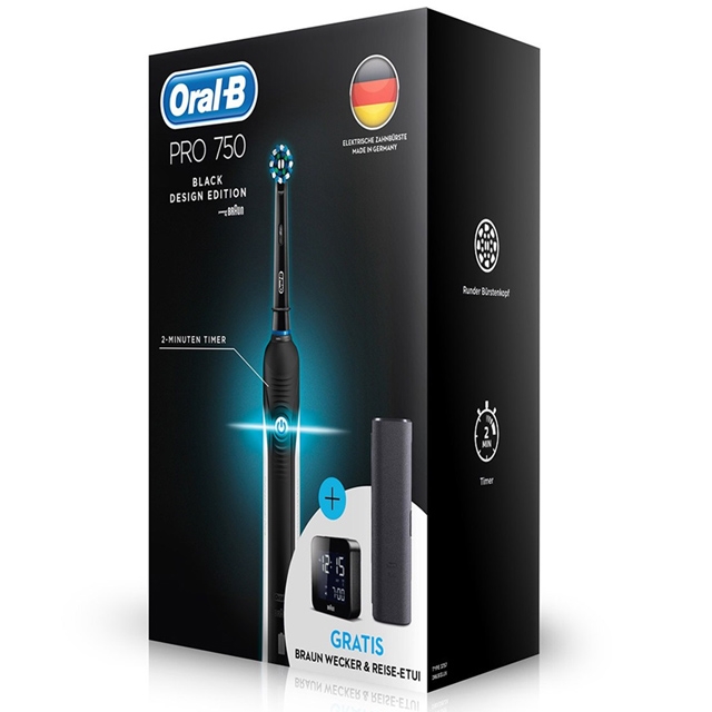 Oral-B PRO 750 Black Design Edition Elektrische Zahnbürste schwarz