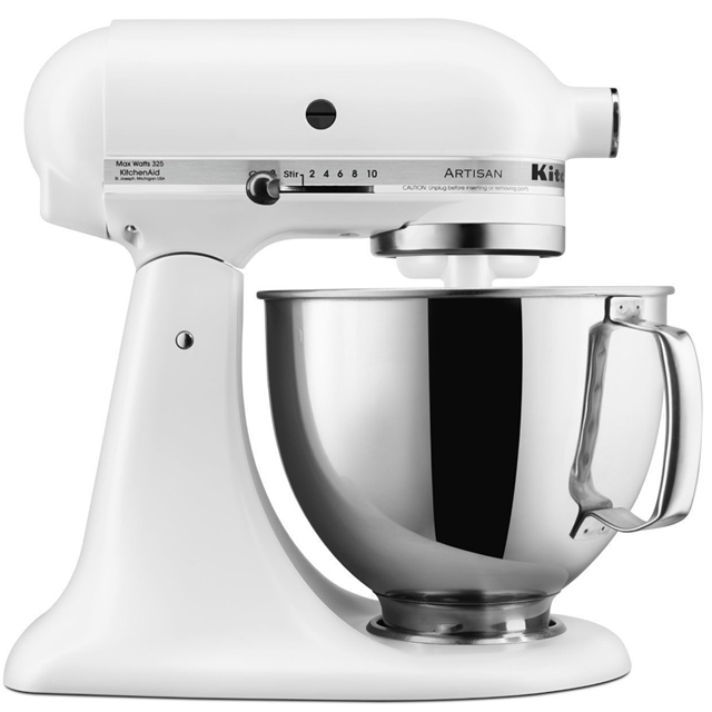 KitchenAid 5KSM150PSEFW Artisan Küchenmaschine mit Zubehör 300W Weiß Matt 4,8L